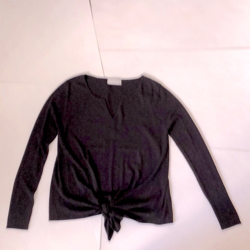 Lola & Sophie M Sweater Dark Purple Ribbed long sleeve side panel tie Excellent